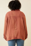Plus Overdyed Textured Button Up Shirt Back