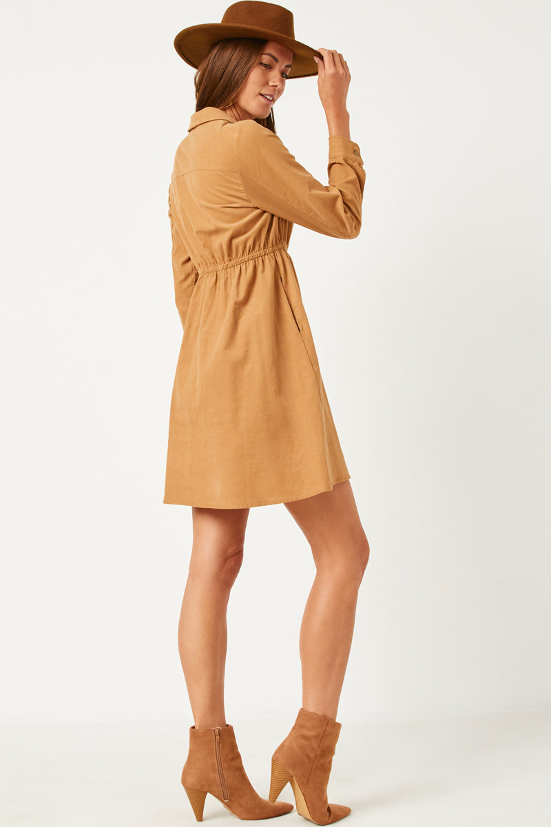 Women Cordury Button Down Dress | Mommy and Me Camel / L Camel *Women's Dresses Casual Dresses Hayden Girls Women Cordury Button Down Dress | Mommy and Me Camel / L Camel *Women's Dresses Casual Dresses Hayden Girls
