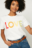 Hy1158 Off White Womens Love Flocked T Shirt Front