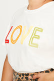 HY1158W Off White Plus Love Flocked T Shirt Detail
