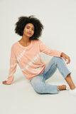 HY2322 CORAL Womens Brushed Tie-Dye Sweatshirt Pose