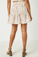 HY2883 CREAM Womens Ruffle Waist Drawstring Skirt Back