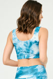 HY2914 BLUE Womens Washed Dye Look Active Sports Bra Back