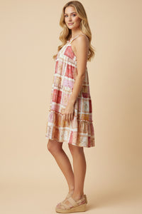 HY3056 Blush Patch Print Dress Detail
