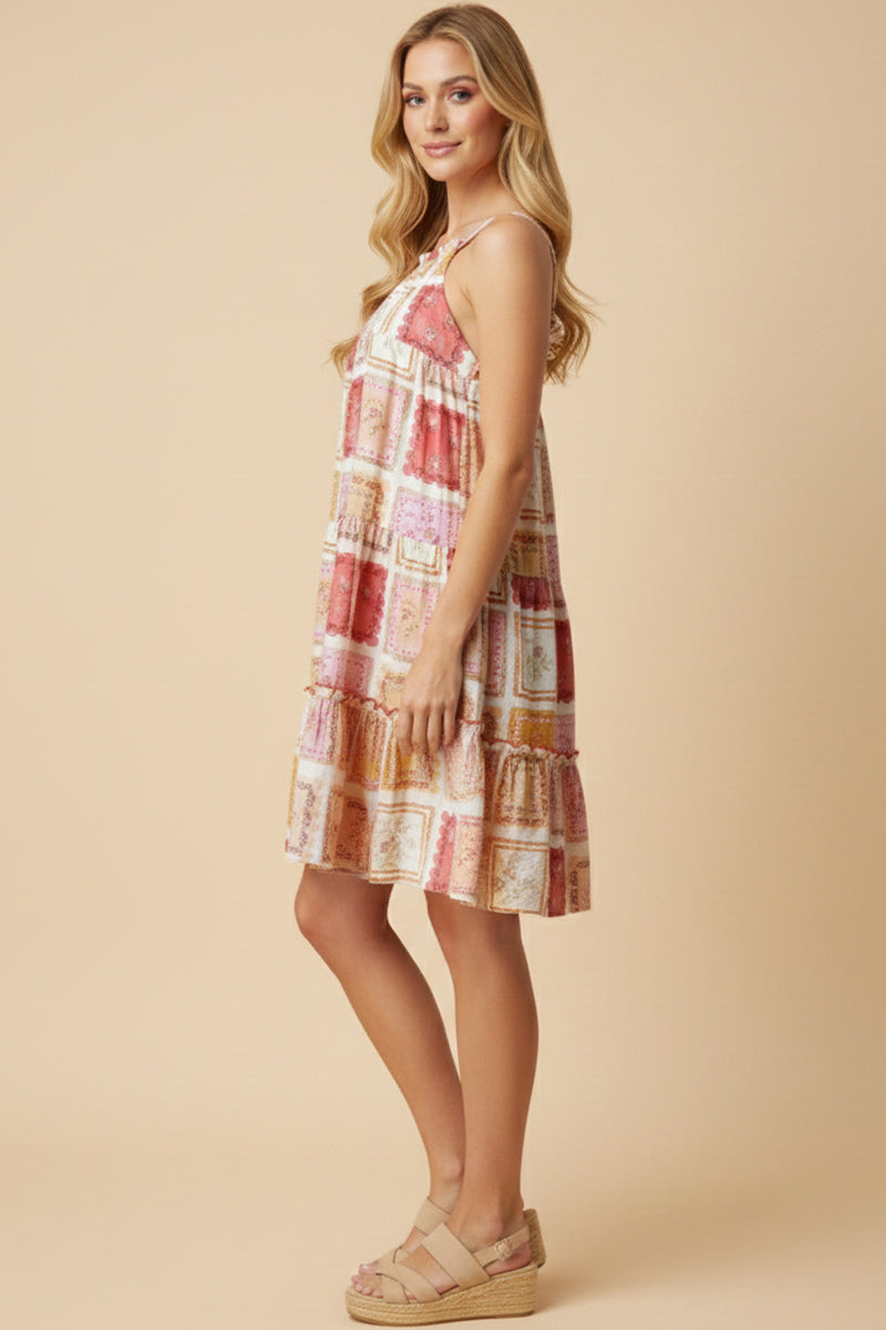 HY3056 Blush Patch Print Dress Detail