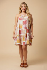 HY3056 Blush Patch Print Dress Front