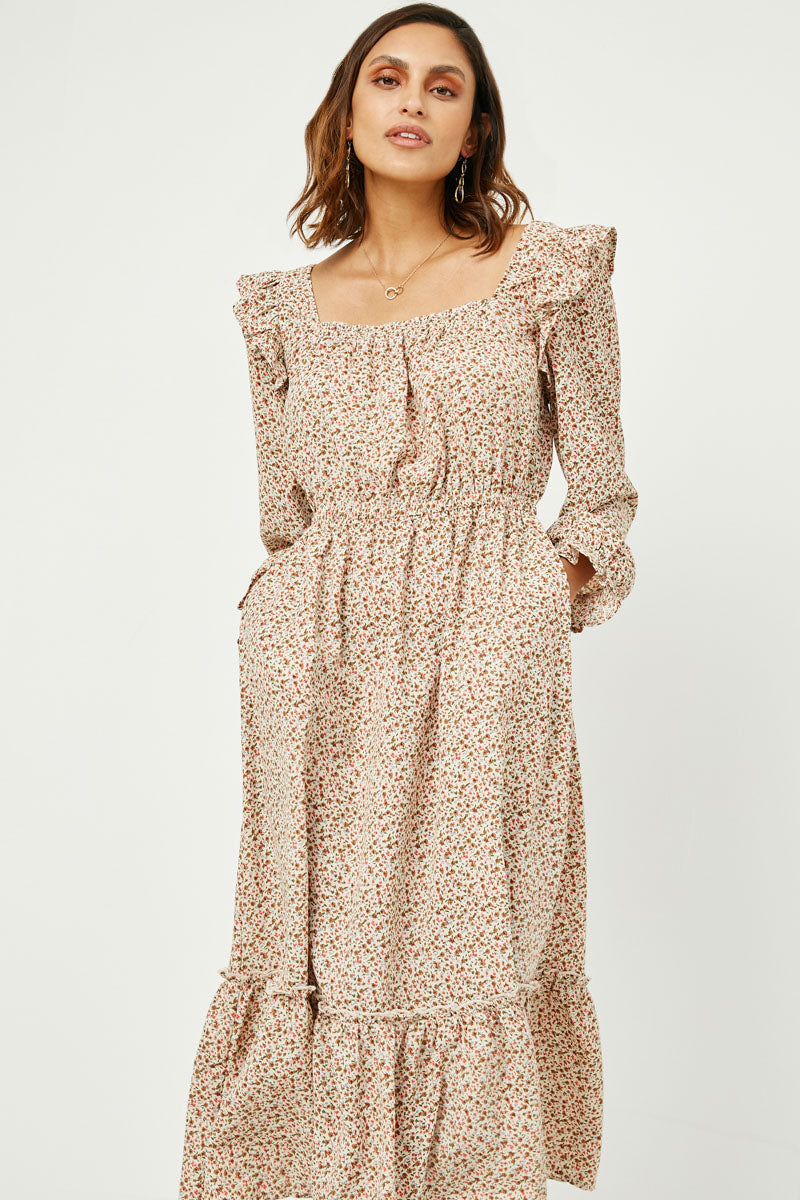 Womens Ditsy Floral Print Dress