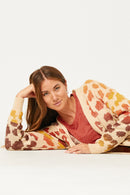 HY5194 RUST_MIX Womens Multi Color Leopard Open Sweater Cardigan