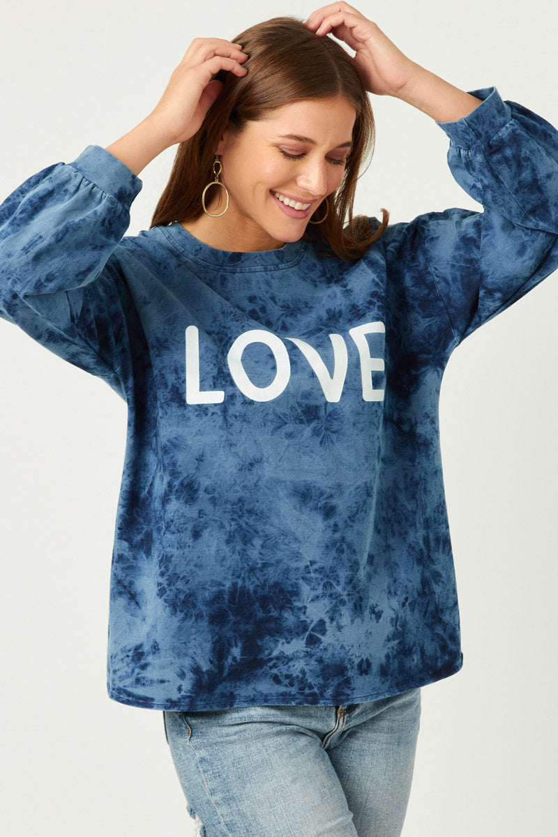 Womens Love Print Long Sleeve Top