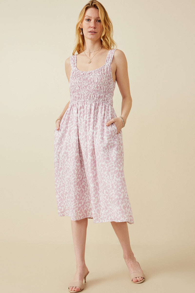Womens Print Smocked Dress