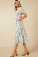 Womens Soft Floral V Neck Smocked Dress Full Body