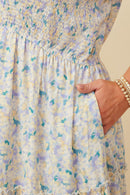 Plus Soft Floral V Neck Smocked Dress Detail