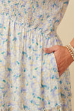 Plus Soft Floral V Neck Smocked Dress Detail