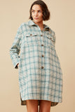 Womens Front Pocket Long Line Flannel Shirt Jacket