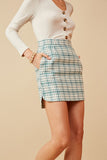 HY6595 MINT Womens Flannel Zip Up Skirt Side