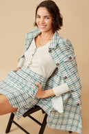 HY6595 MINT Womens Flannel Zip Up Skirt Pose 2