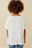 HY6782 Off White Womens Raw Edge Detail Triblend Knit Dolman Tee Back