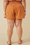 HY6787W Apricot Plus Textured Acid Wash Smocked Short Back