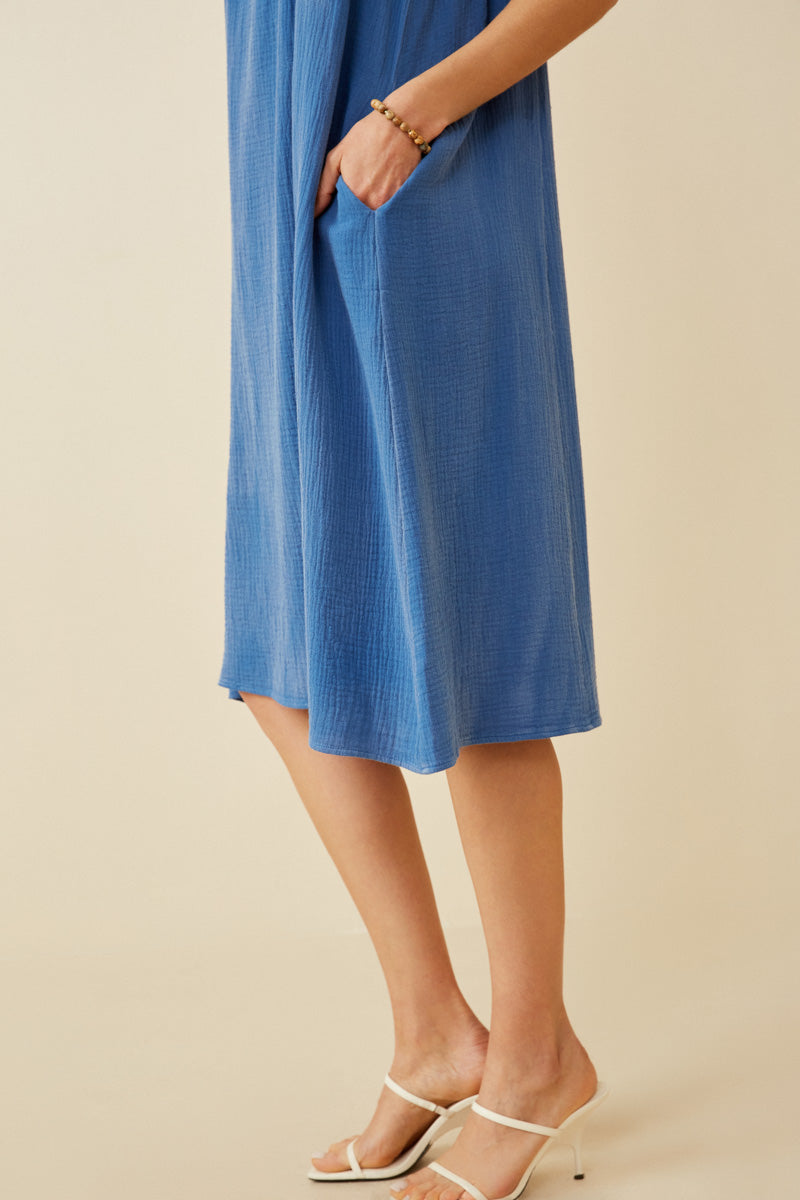 Washed Textured Smock Detail Tank Dress
