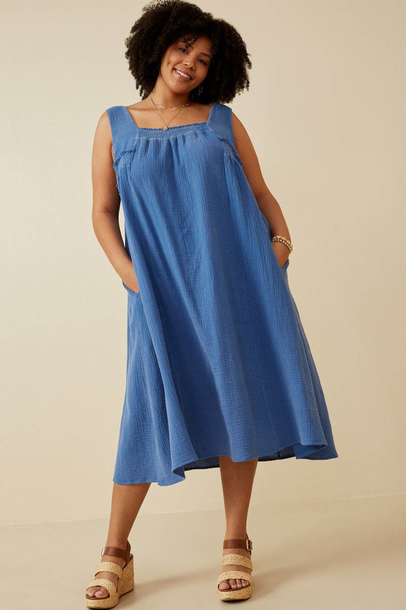 Womens Textured Smock Dress | Mommy and Me Blue / S Blue Women's Dresses Tank Dresses Hayden Girls Womens Textured Smock Dress | Mommy and Me Blue / S Blue Women's Dresses Tank Dresses Hayden Girls
