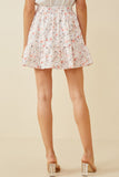 HY6837 Pink Womens Eyelet Embroidered Floral Elastic Waist Skirt Back