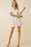 HY6837 Pink Womens Eyelet Embroidered Floral Elastic Waist Skirt Full Body