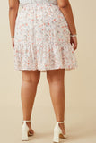 HY6837W Pink Plus Eyelet Embroidered Floral Elastic Waist Skirt Back