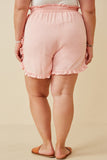 HY6846W Pink Plus Ruffle Trimmed Elastic Waist Soft Shorts Back