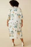 HY6933W Cream Plus Satin Floral Open Duster Back