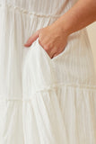 HY6946W OFF WHITE Plus Textured Square Neck Ruffle Tiered Dress Detail
