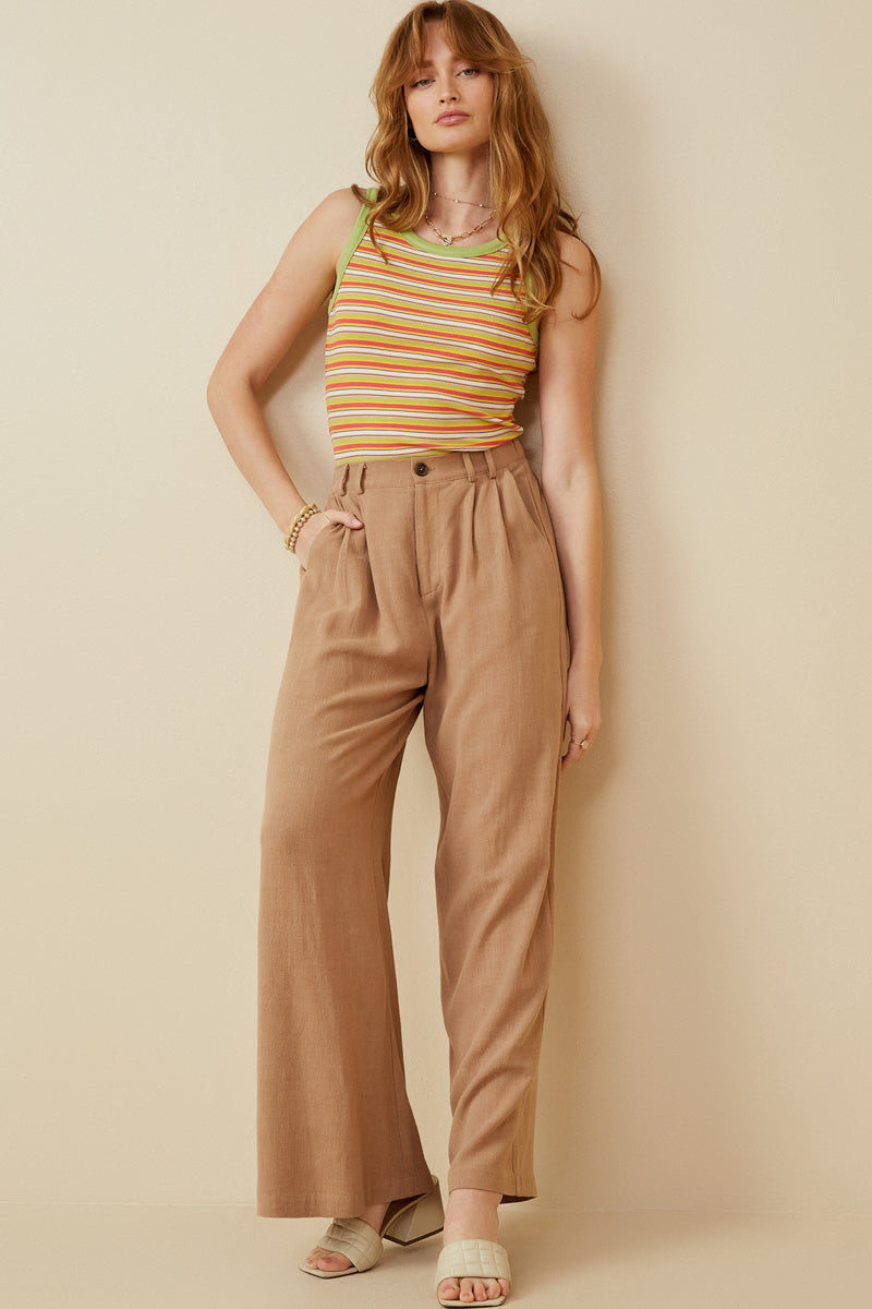 Contrast Binding Striped Knit Ribbed Tank