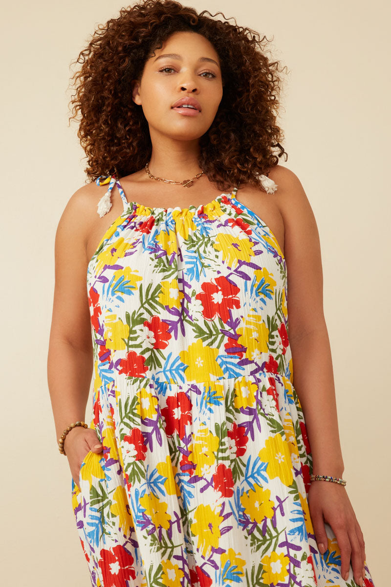 vivid linen dresses Twill Linen Sleeveless Slip-on Dress
