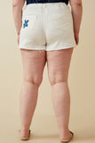Plus Denim Floral Patch Denim Shorts Back
