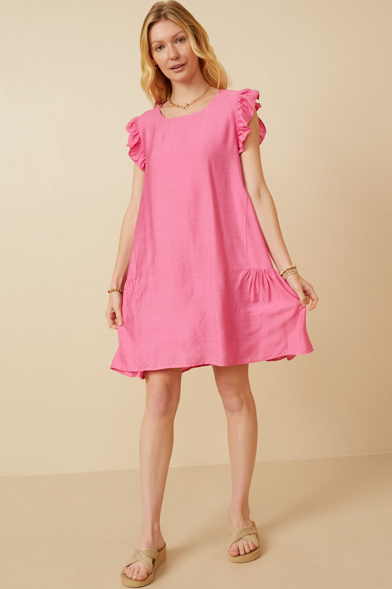 Side Panel Detailed Ruffle Sleeve Dress