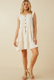 HY7296 Ivory Womens Ruffled Button Down Tiered Tank Dress Full Body