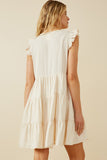 HY7296 Ivory Womens Ruffled Button Down Tiered Tank Dress Back