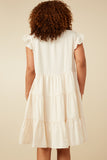 HY7296W Ivory Plus Ruffled Button Down Tiered Tank Dress Back
