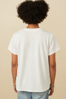 HY7311 Off White Womens Multi Floral Patched Knit Tee Back