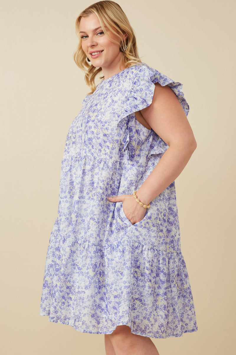 purple ditsy floral dress Ditsy Floral Ruffle Mini Dress