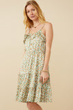 Womens Ditsy Floral Button Detail Ruffled Tank Dress