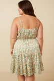 Plus Ditsy Floral Button Detail Ruffled Tank Dress Back