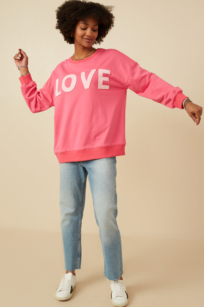 Womens Love Patched French Terry Sweatshirt