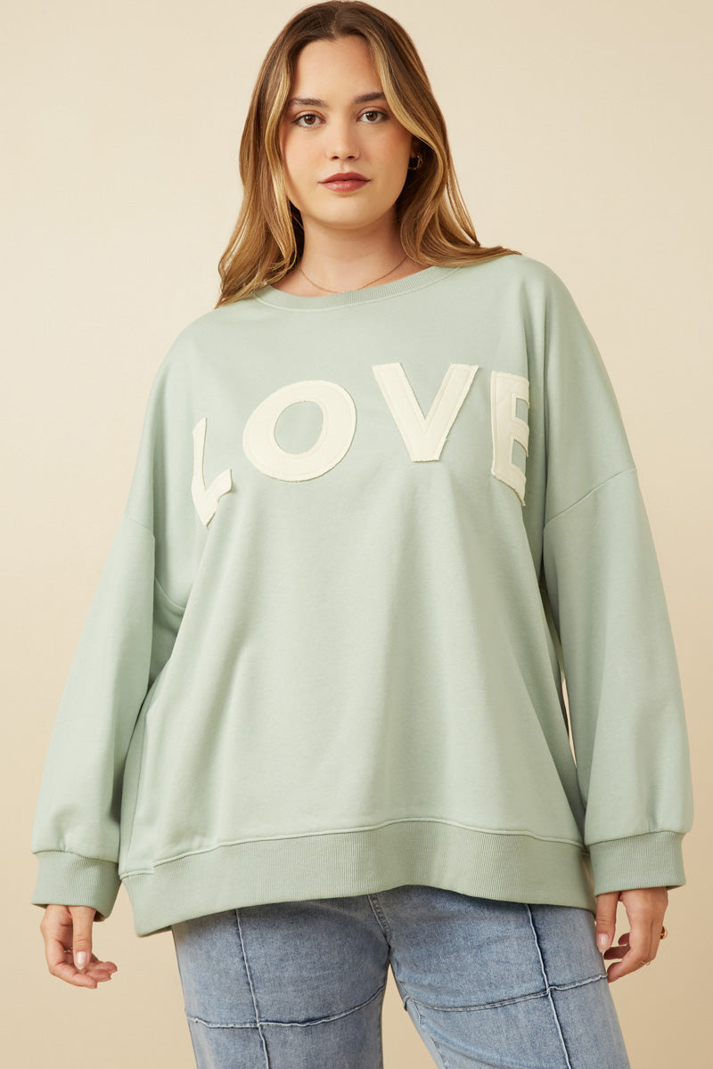 Plus Love Patched French Terry Sweatshirt Front