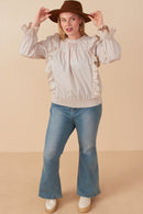 Plus Scallop Lace Detail Ruffled Poplin Top Full Body