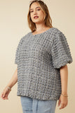 Plus Waffle Textured Puff Sleeve Top Side