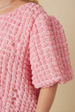 Plus Waffle Textured Puff Sleeve Top Detail