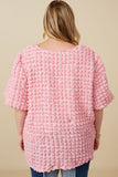 Plus Waffle Textured Puff Sleeve Top Back