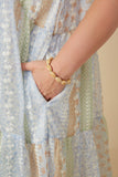 Plus Crochet Lace Textured Print Block Ruffle Sleeve Dress Detail