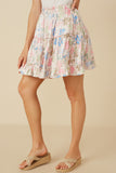 HY7576 Ivory Womens Floral Tiered Foiled Skirt Side