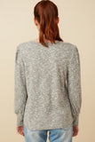 Womens Textured V Neck Speckled Rib Knit Top Back